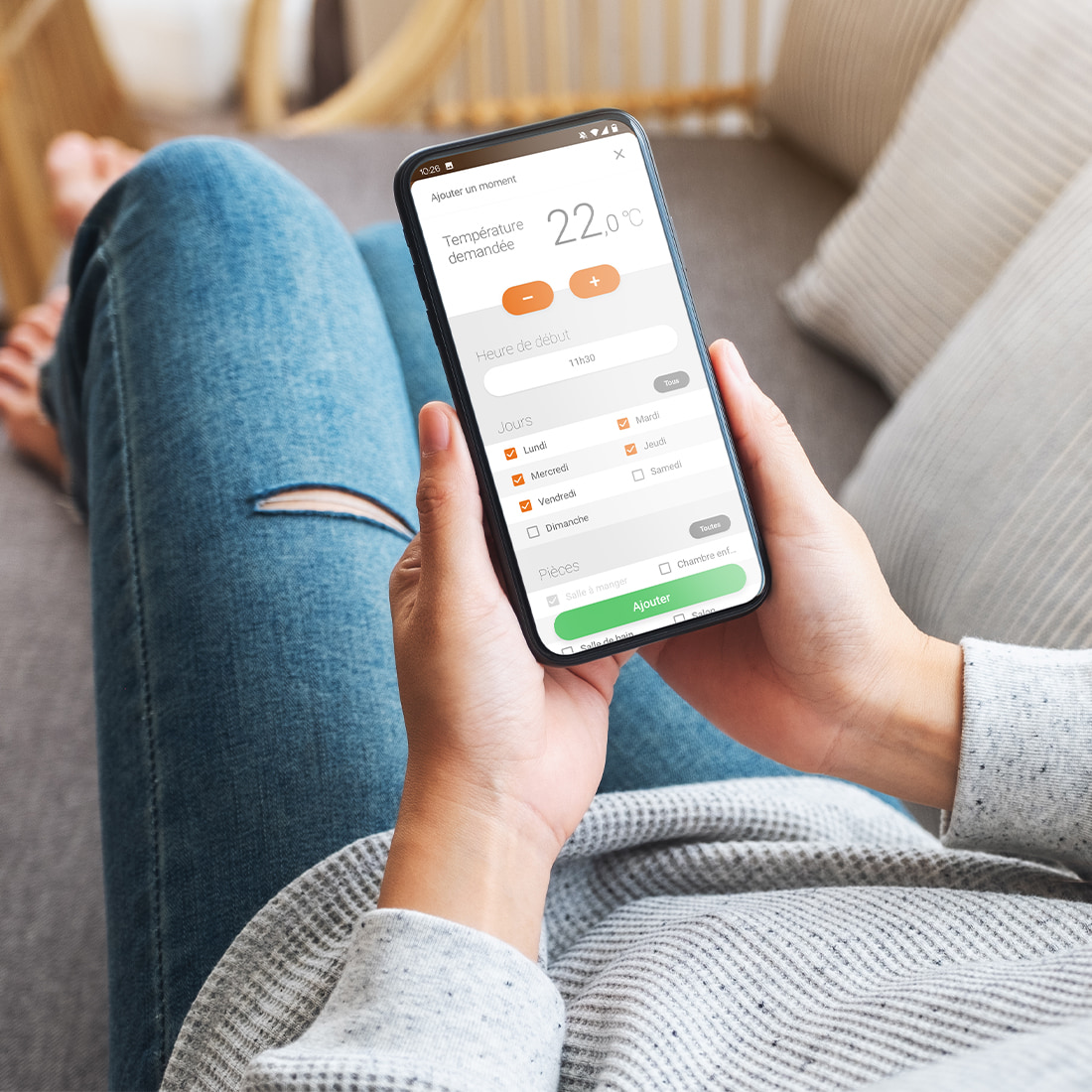 smartphone équipé de l'application Eco Aterno